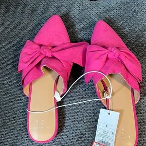 Faux Suede Bow Mules NWT